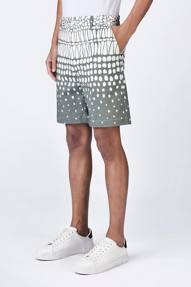 Taupe Regular Fit Shorts with Cell Degrade Print - Genes Lecoanet Hemant