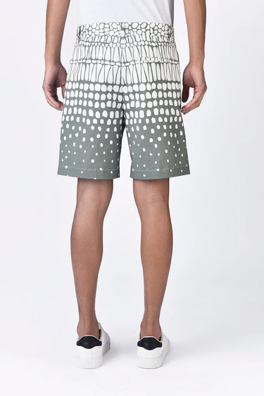 Taupe Regular Fit Shorts with Cell Degrade Print - Genes Lecoanet Hemant