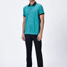 Teal Green Cotton Pique Regular Fit Polo with Dart Details