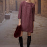 Cherry lacquer textured yoke dress for women by Genes Lecoanet Hemant India