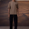 Beige textured pocket detail T-shirt for men with relaxed fit and soft fabric