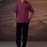 Cherry lacquer textured pocket detail T-shirt for men with relaxed fit