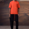 Coquelicot red textured pocket detail T-shirt for men with relaxed fit