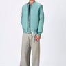 Textured Silk Voile Bomber Jacket - Blue
