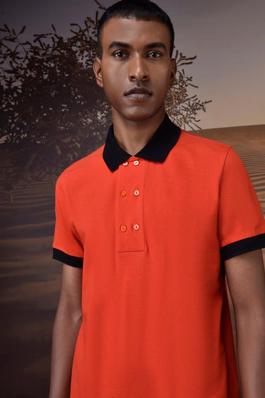 Timeless Coquelicot Cotton Piqué Polo - Genes Online Store