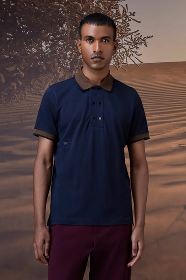 Timeless Navy Cotton Piqué Polo - Genes Online Store
