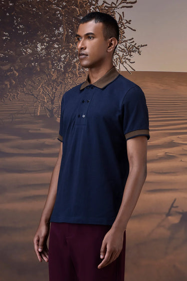 Timeless Navy Cotton Piqué Polo - Genes Online Store