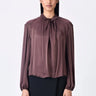 Viscose Satin Regular Fit Draped Top with Band Collar - Genes Lecoanet Hemant