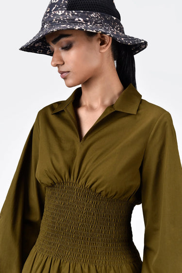 Voluminous Sleeve Slim Fit Shirt Khaki - Genes Lecoanet Hemant