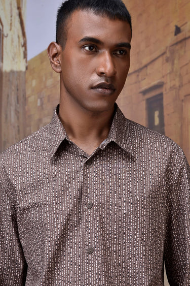 Warm Beige Abstract Dot Shirt - Genes Online Store