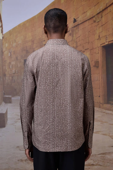 Warm Beige Abstract Dot Shirt - Genes Online Store