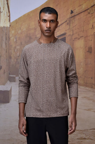 Warm Beige Micro Pattern T-Shirt - Genes Online Store