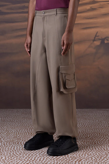 Warm Beige Poly Viscose Lycra Cargo - Genes Online Store