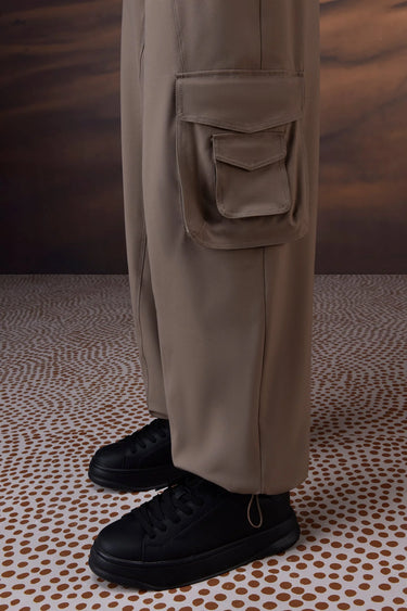 Warm Beige Poly Viscose Lycra Cargo - Genes Online Store