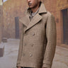 Beige quilted jacket men India with textured pattern and tailored fit