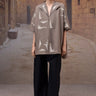 Warm Beige & Sand Giza Cotton Poplin Panel Shirt - Genes Online Store