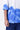 White-Blue Cotton Jersey Oversized T-Shirt with UV Abstract Print