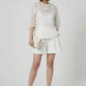 White embroidered organza overlay top for women by Genes Lecoanet Hemant India