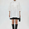 White embroidered oversized shirt for women by Genes Lecoanet Hemant India