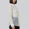 White transparent shirt women India with embroidered detailing and classic collar