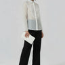 White embroidered sheer shirt for women by Genes Lecoanet Hemant India