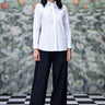 White embroidered Giza cotton shirt for women with clean detailing