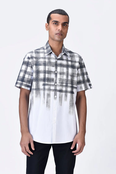 White Giza Cotton Poplin Half Sleeve Shirt - Genes Lecoanet Hemant