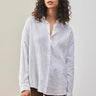 White Linen Shirt with Tonal Embroidered Signature - Genes Lecoanet Hemant