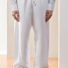 White Linen Trousers with Back Patch Pocket - Genes Lecoanet Hemant
