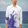 Men white designer shirt with dotted floral print, premium cotton fashion India
