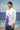 White cotton poplin shirt men India with abstract floral pattern, modern fit