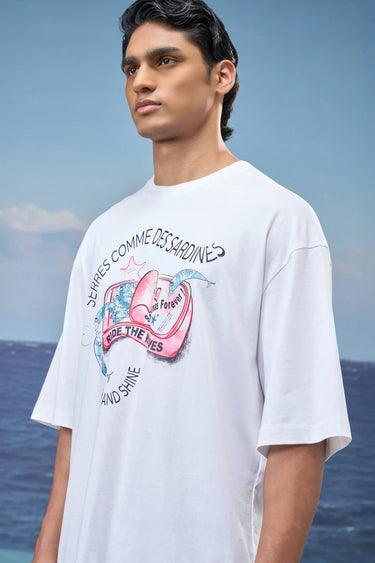 White Premium Cotton Single Jersey Graphic T-Shirt