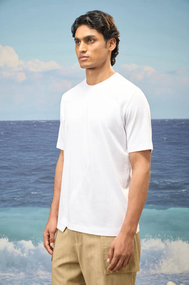 White Premium Cotton Single Jersey Relaxed-Fit T-Shirt