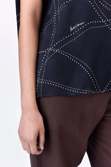 Women's Black Viscose Satin Top - Genes Lecoanet Hemant