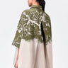 Women's Canopy Print Oversized Cotton Poplin Shirt Bright Olive Sand - Genes Lecoanet Hemant