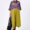 Women's Canopy Print Oversized Cotton Shirt Dress Bright Olive - Genes Lecoanet Hemant