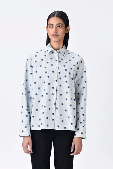 Women's Classic Taupe Stripe Shirt - Genes Lecoanet Hemant