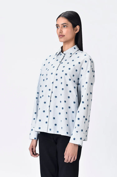 Women's Classic Taupe Stripe Shirt - Genes Lecoanet Hemant