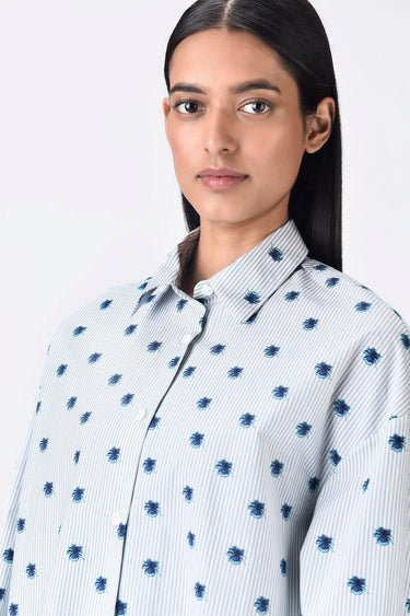Women's Classic Taupe Stripe Shirt - Genes Lecoanet Hemant