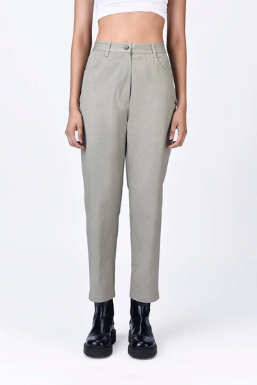 Women's Cotton Heavy Twill Trousers -Taupe - Genes Lecoanet Hemant