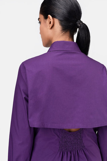 Women's Regular Fit Cotton Button-Up Shirt-Amethyst - Genes Lecoanet Hemant