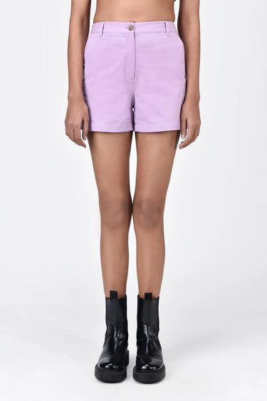 Women's Regular Fit Cotton Light Twill Shorts Lavender - Genes Lecoanet Hemant