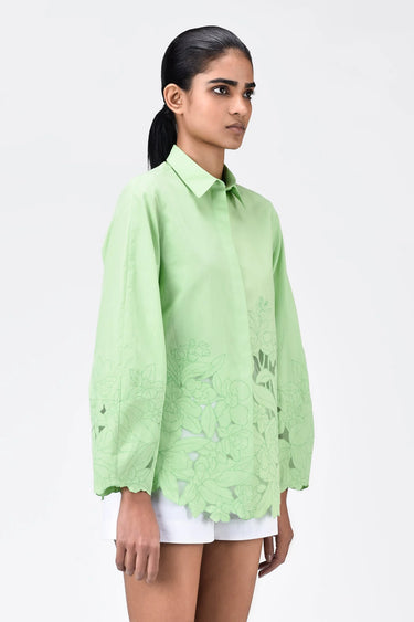 Women's Tropical Embroidery Regular Fit Shirt - Genes Lecoanet Hemant