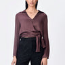 Women's Viscose Satin Shirt - Chocolate Brown - Genes Lecoanet Hemant