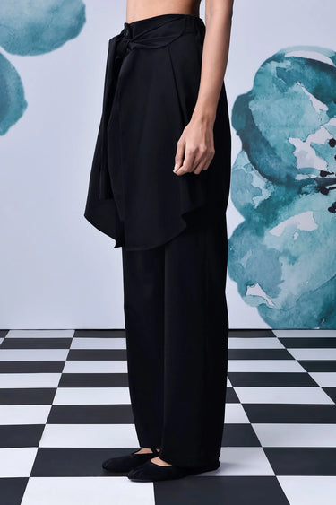 Wool Deconstructed Loose Fit Pants- Black - Genes Online Store