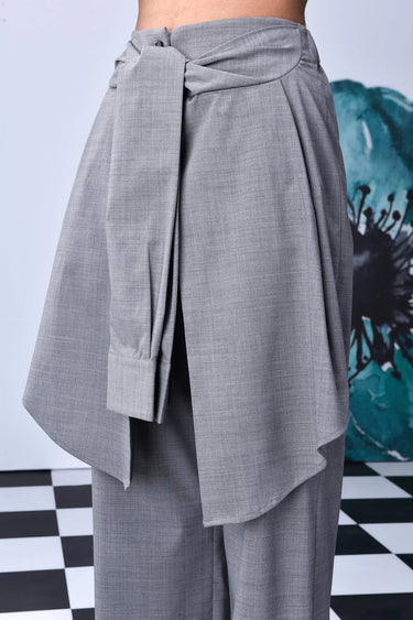 Wool Deconstructed Loose Fit Pants- Pearl Grey - Genes Online Store