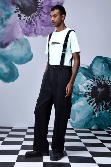 Wool Dungaree Relax Fit -Black - Genes Online Store