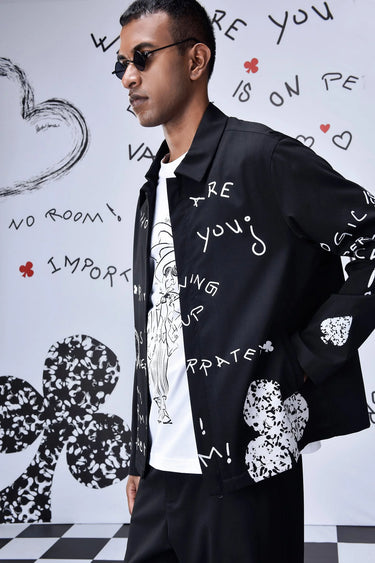 Wool Scribble Text Relax Fit Jacket - Genes Online Store