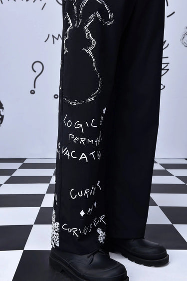 Wool Scribble Text Straight Fit Trouser - Genes Online Store