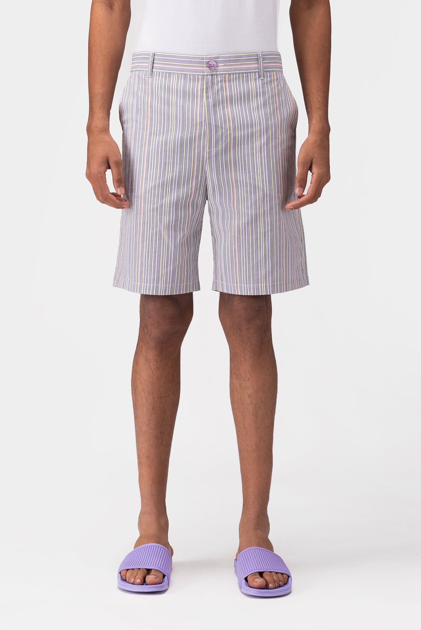 Multicoloured Mens Striped Shorts